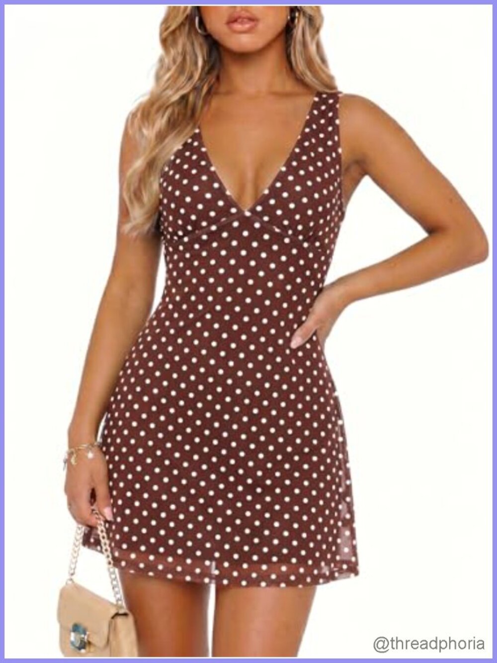 Women's Polka Dot Bodycon Mini Dress Mesh V Neck Backless Sleeveless